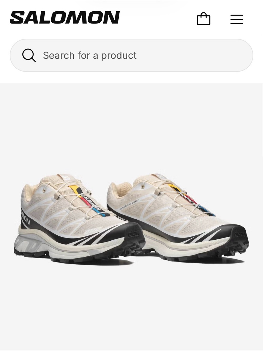 Salomon Women’s Trail Running Shoes in Cream with Black Accents